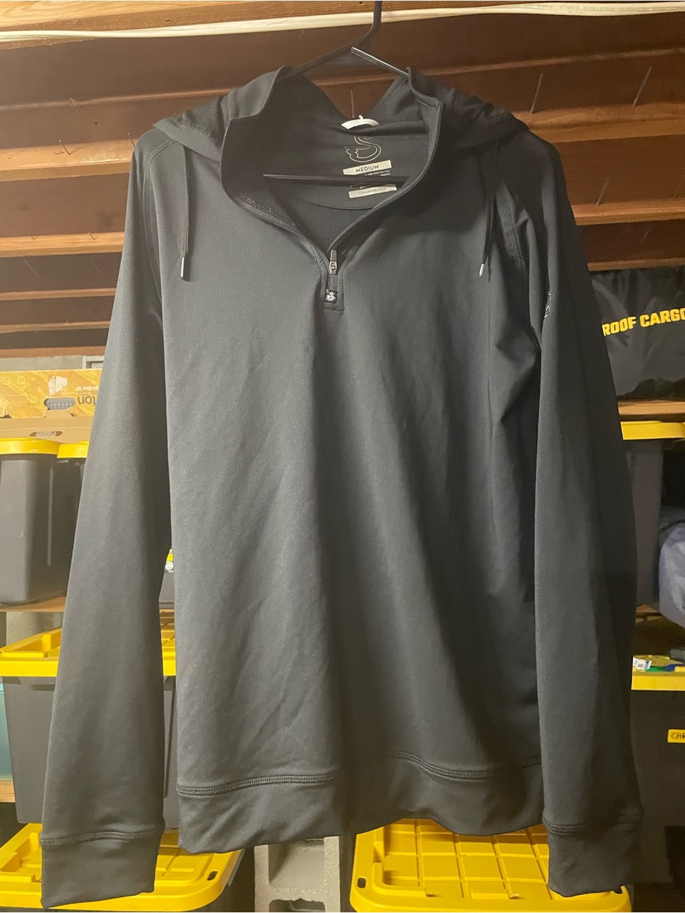 SWANNIES GOLF - MEN'S VANDYKE QUARTER-ZIP HOODED SWEATSHIRT BLACK MEDIUM
